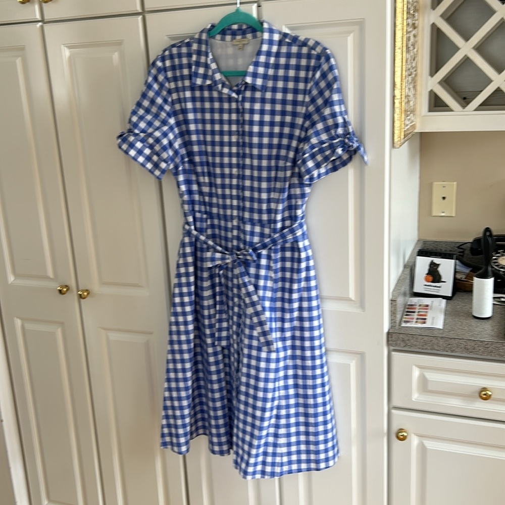 Charming classic spring dress. Talbots Dress up or down blue and white check